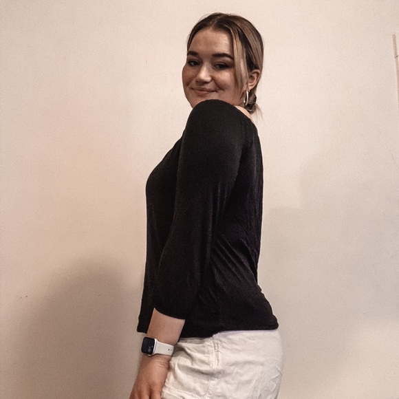 Basic navy blue off the shoulder top - Picture 2 of 2